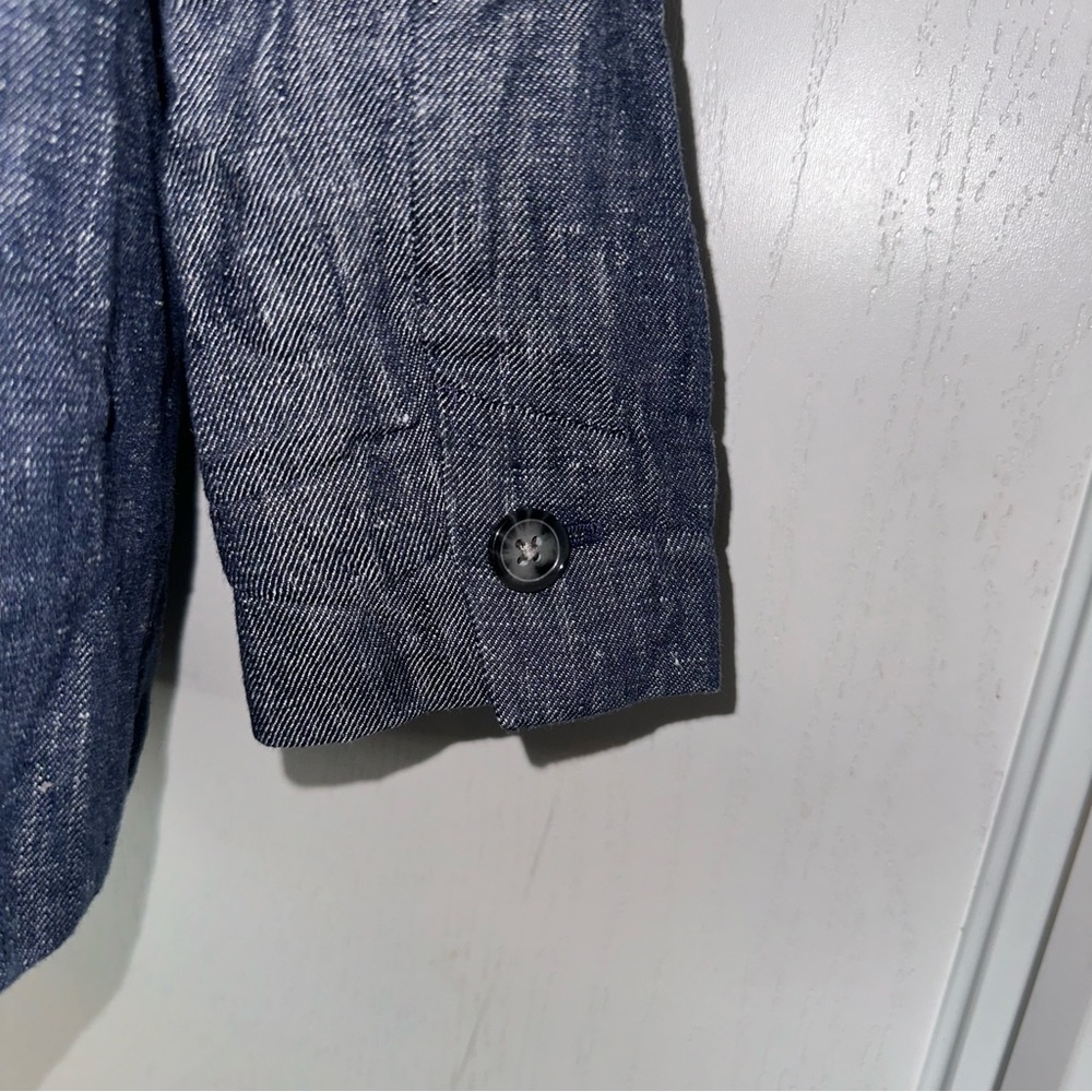 Banana Republic Women’s Navy Natural Linen Single Button Sleeved Blazer- Size 4 - Picture 4 of 13